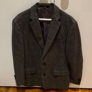 Ralph Lauren wool tweed herringbone gray blazer